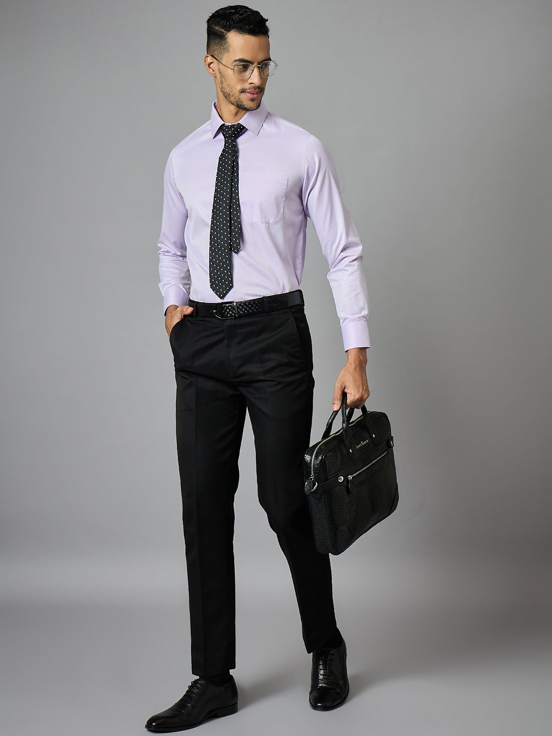 Men's Textured Purple Full Sleeves Regular Fit Formal Shirt