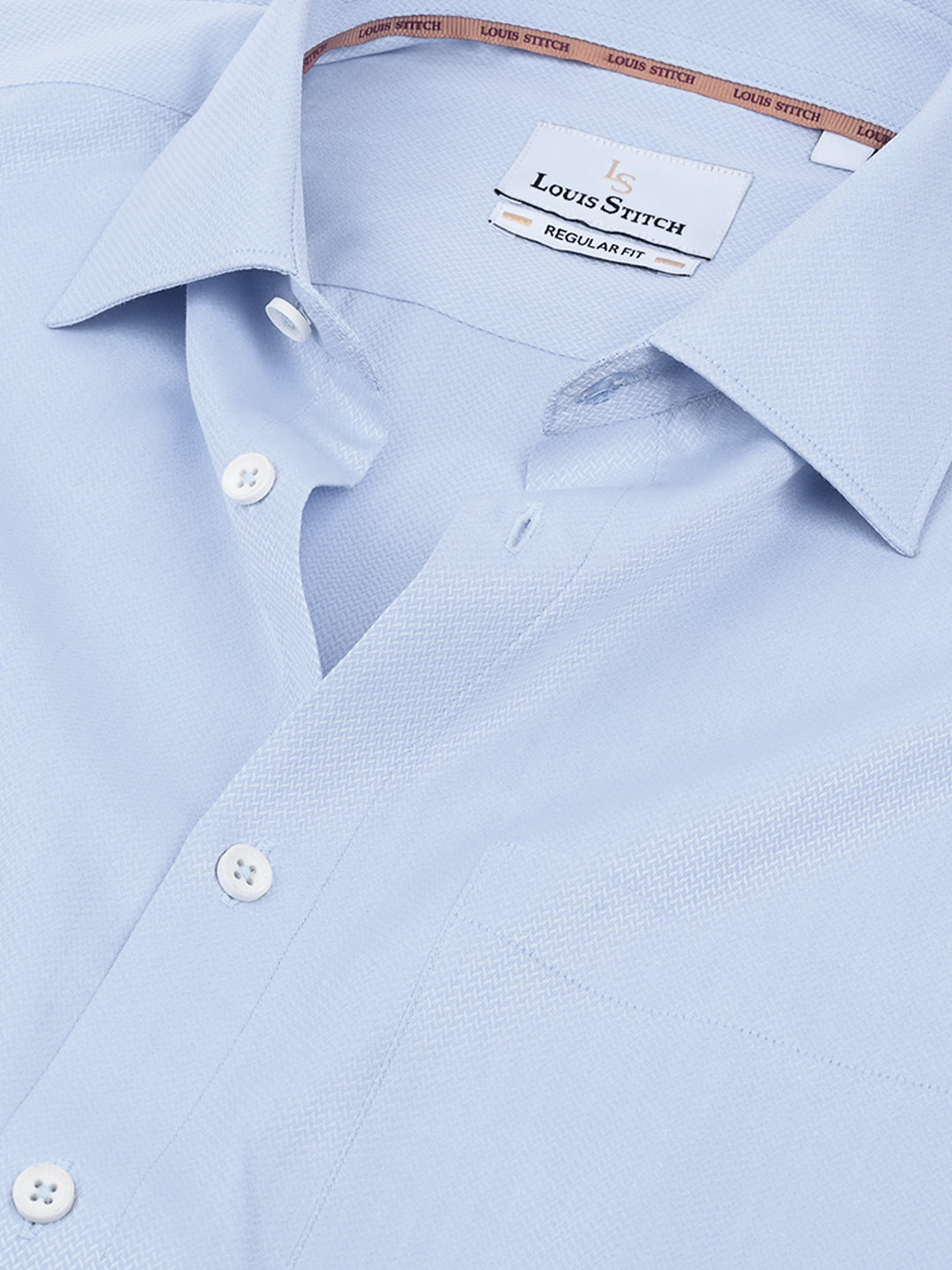 Men's Textured Blue Full Sleeves Regular Fit Formal Shirt