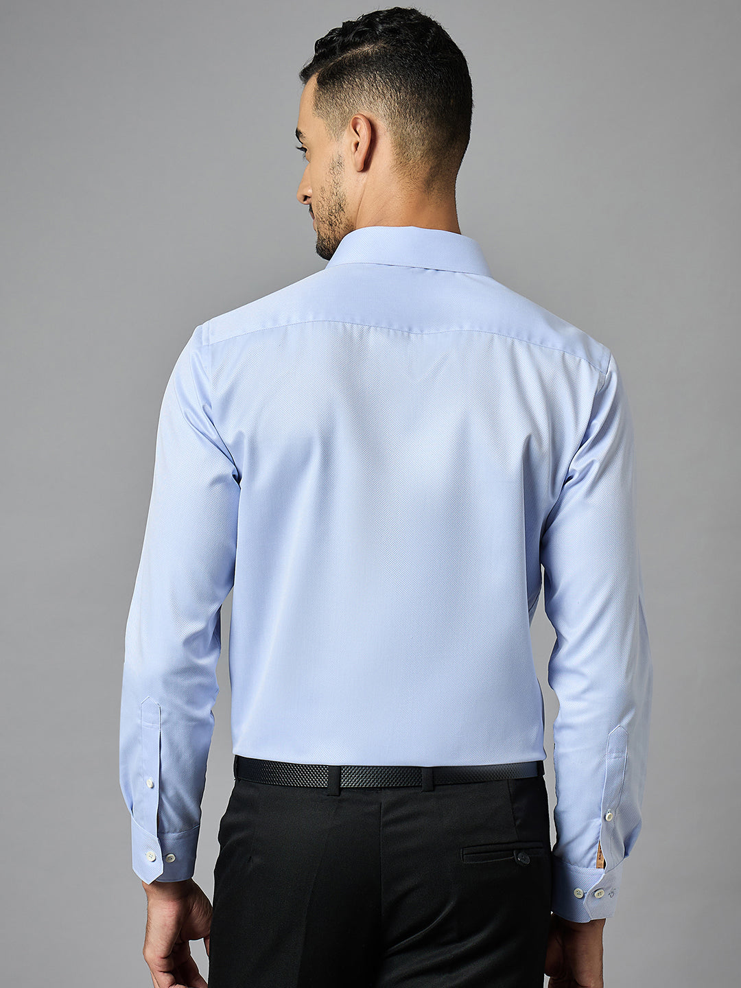 Men's Textured Blue Full Sleeves Regular Fit Formal Shirt