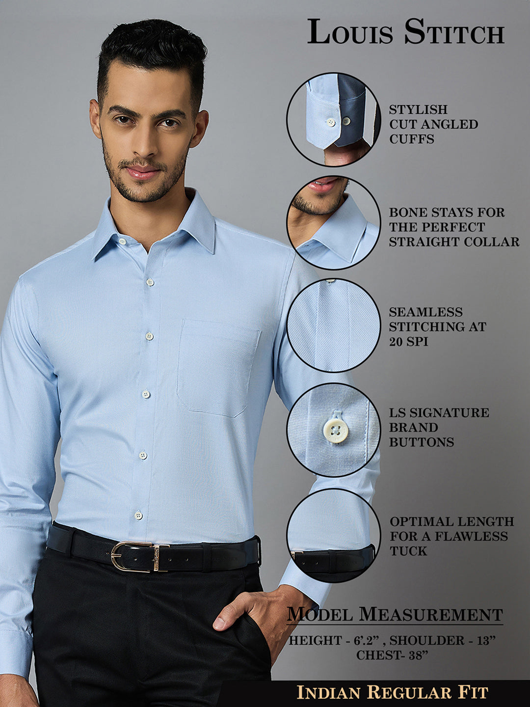 Men's Oxford Blue Full Sleeves Regular Fit Formal Shirt