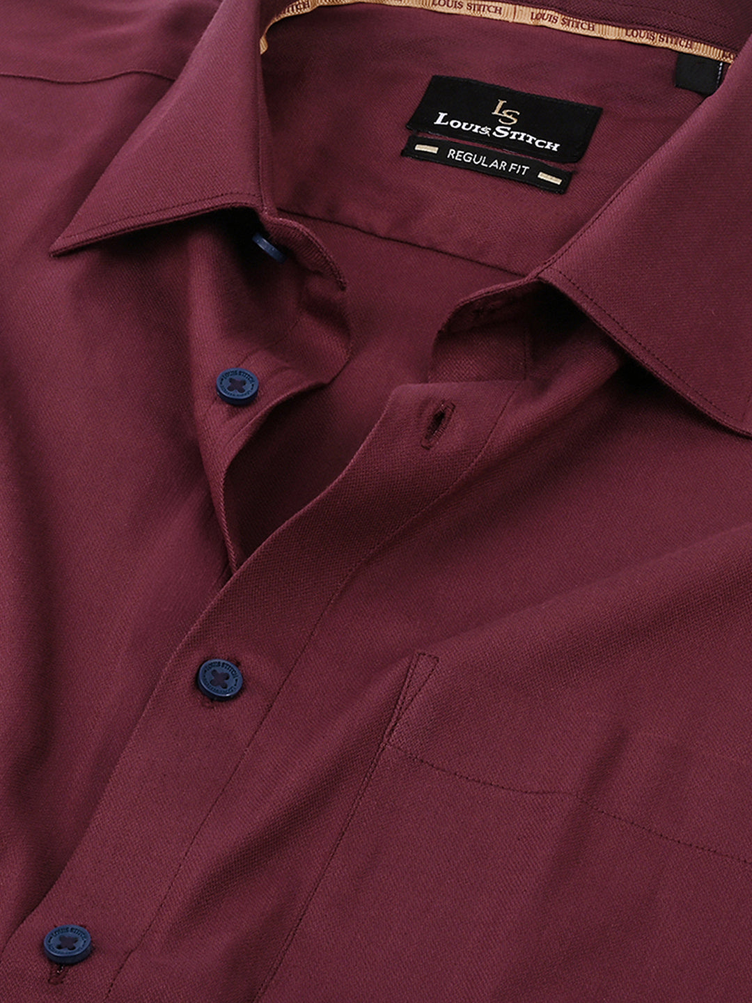 Men's Textured Red Full Sleeves Regular Fit Formal Shirt
