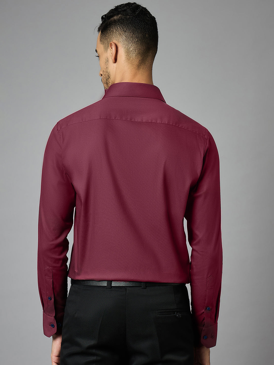Men's Textured Red Full Sleeves Regular Fit Formal Shirt