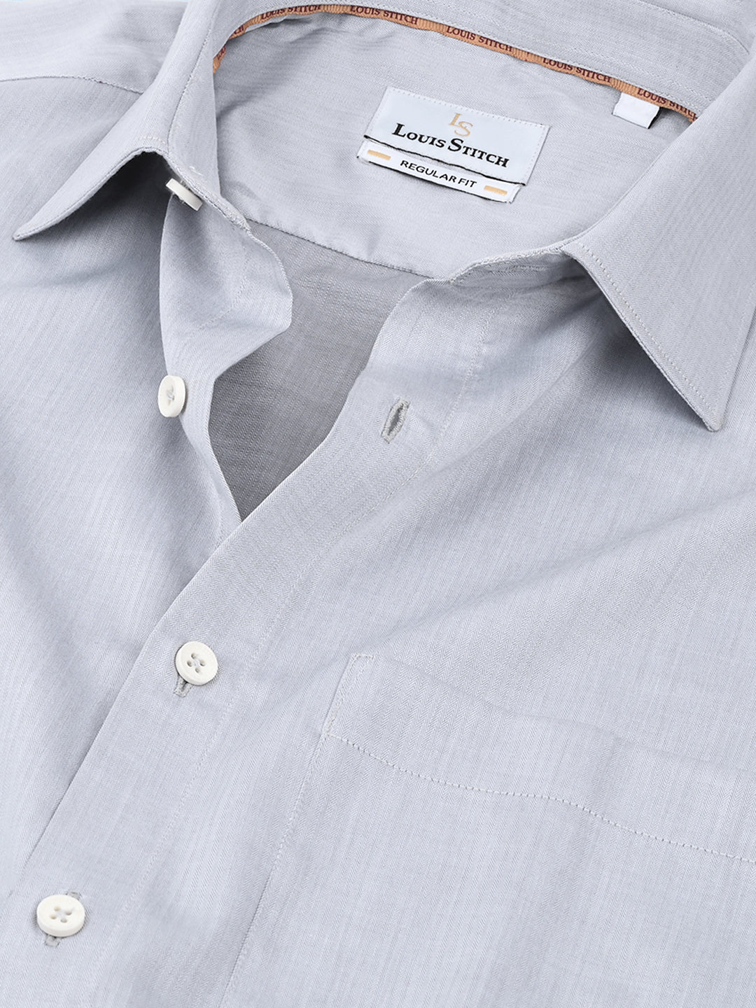 Men's Textured Grey Full Sleeves Regular Fit Formal Shirt