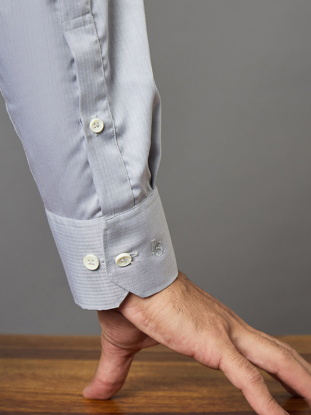 Men's Textured Grey Full Sleeves Regular Fit Formal Shirt