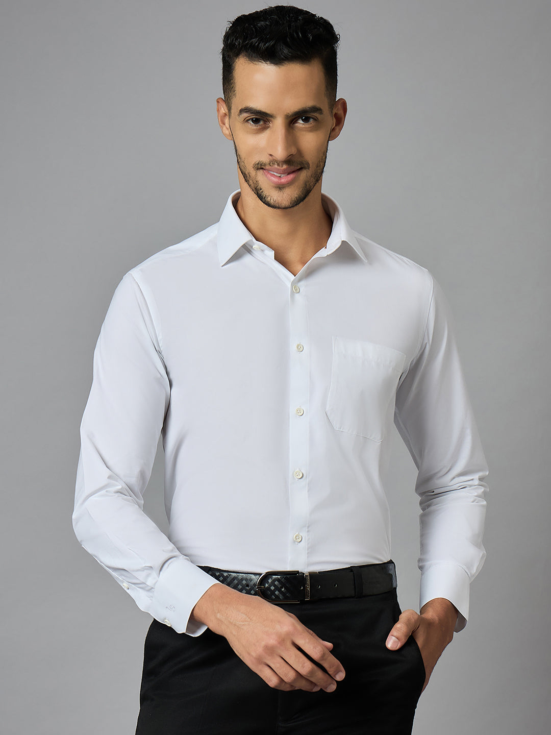 Men's Solid White Full Sleeves Regular Fit Formal Shirt