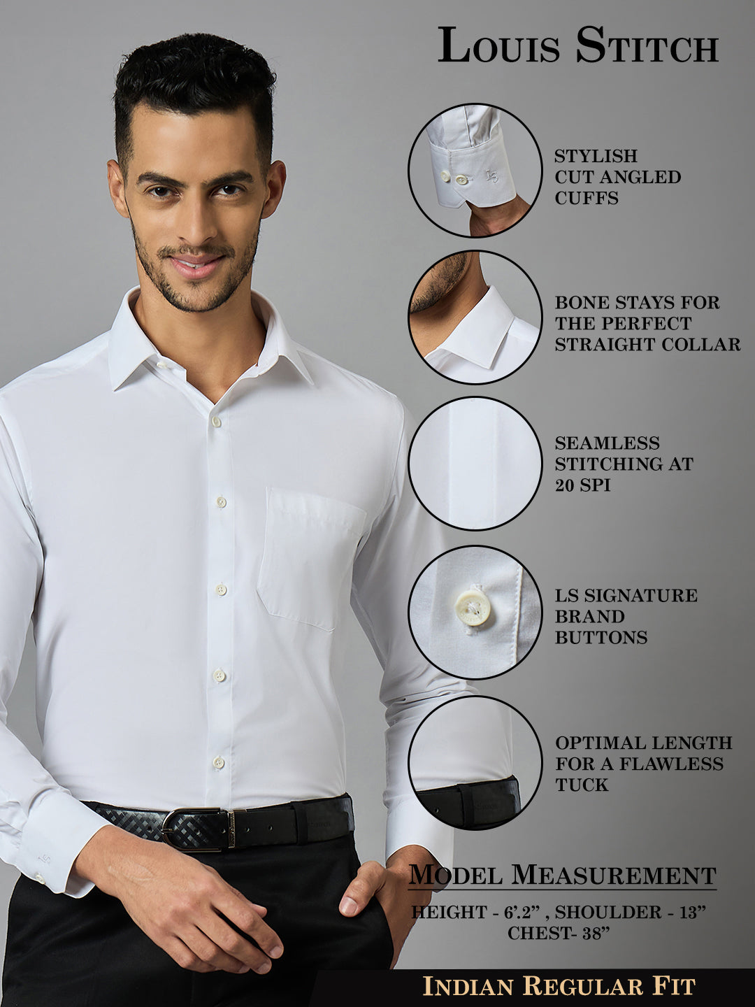 Men's Solid White Full Sleeves Regular Fit Formal Shirt