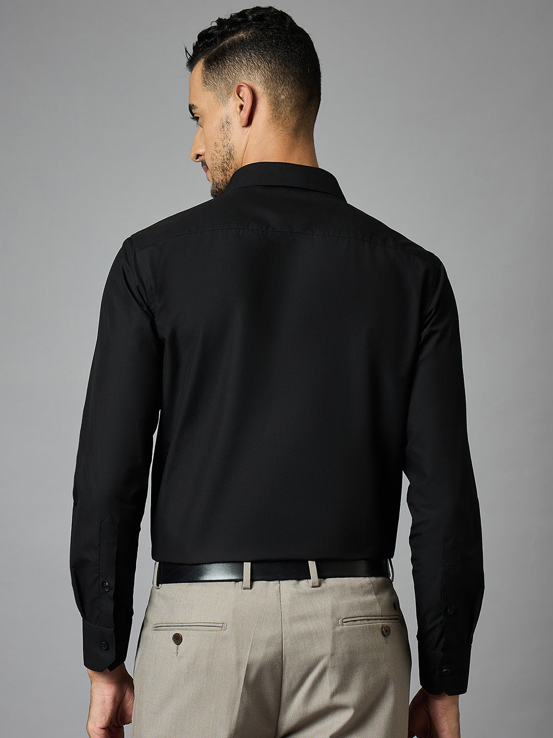 Men's Solid Black Full Sleeves Regular Fit Formal Shirt