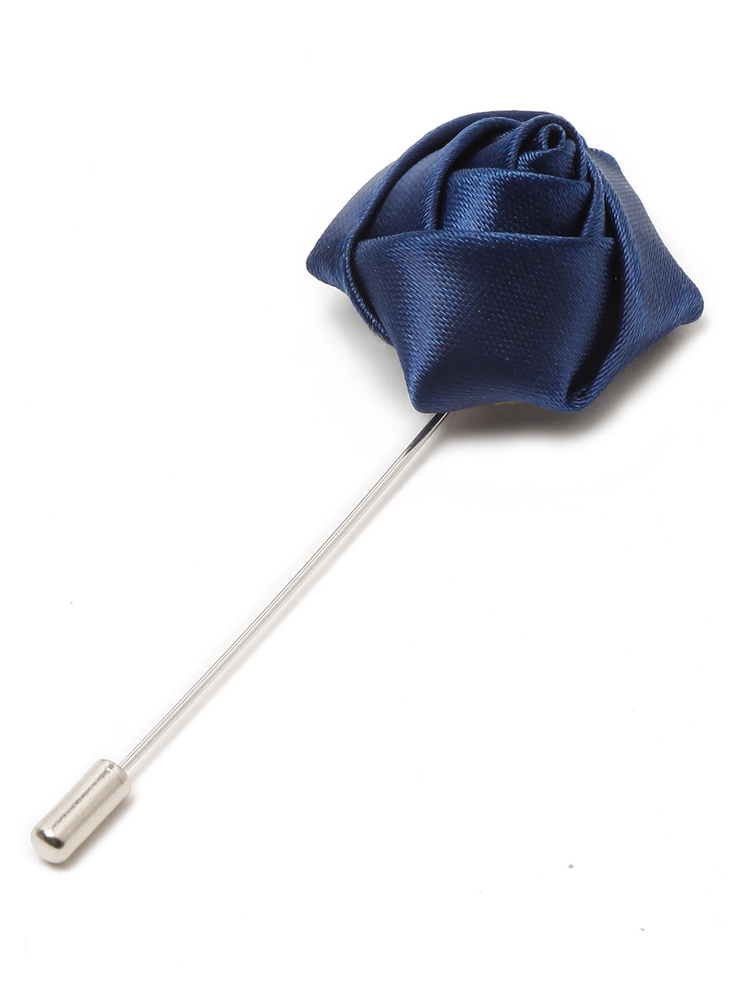 Checkered Blue Italian Silk Necktie Set Pocket Square Chrome Tiepin cufflinks and Brooch
