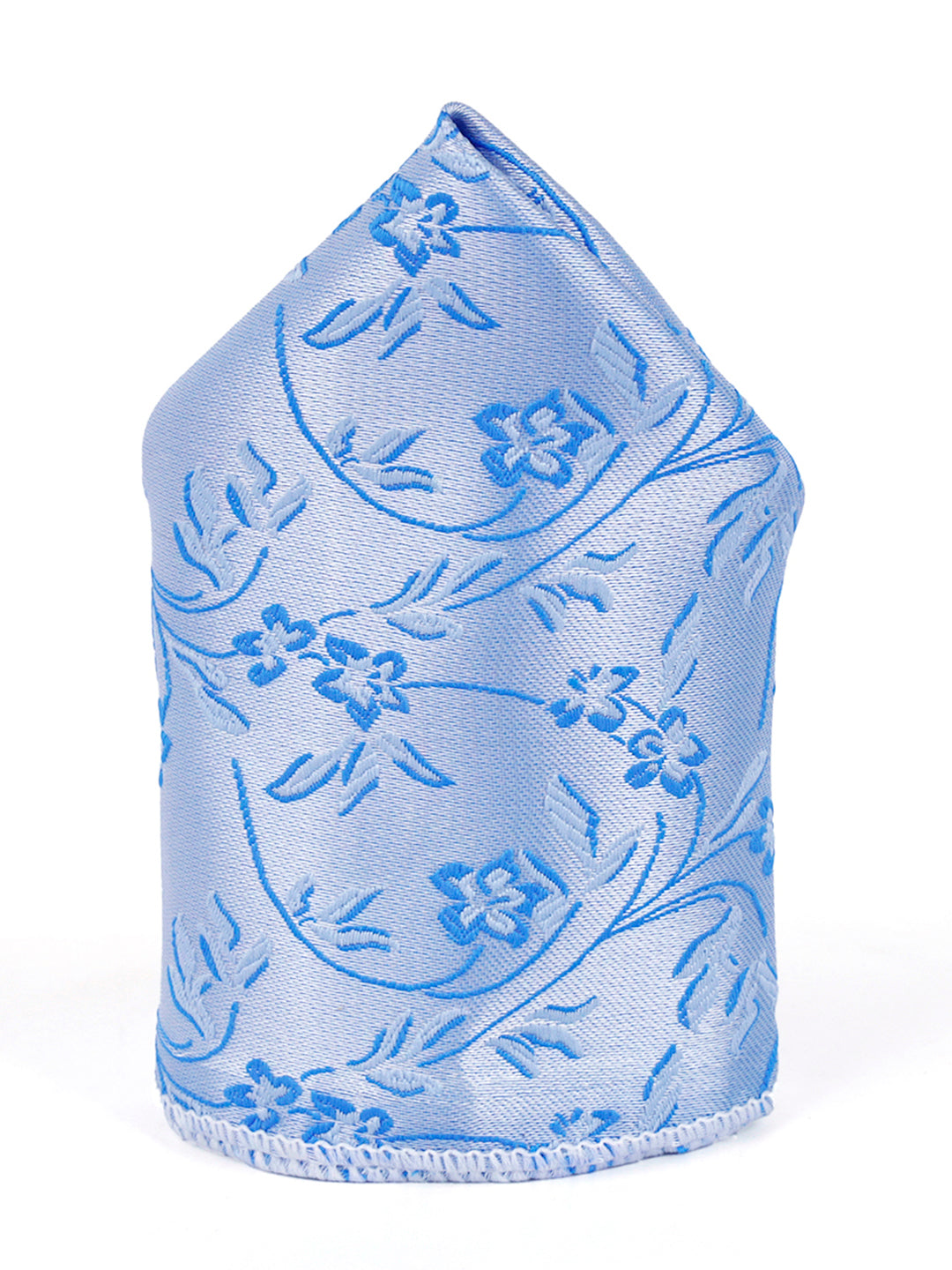 Azure Blue Luxury Italian Silk Necktie Set Pocket Square Chrome Tiepin Cufflinks and Brooch