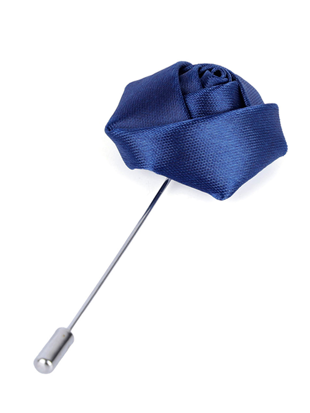 Azure Blue Luxury Italian Silk Necktie Set Pocket Square Chrome Tiepin Cufflinks and Brooch
