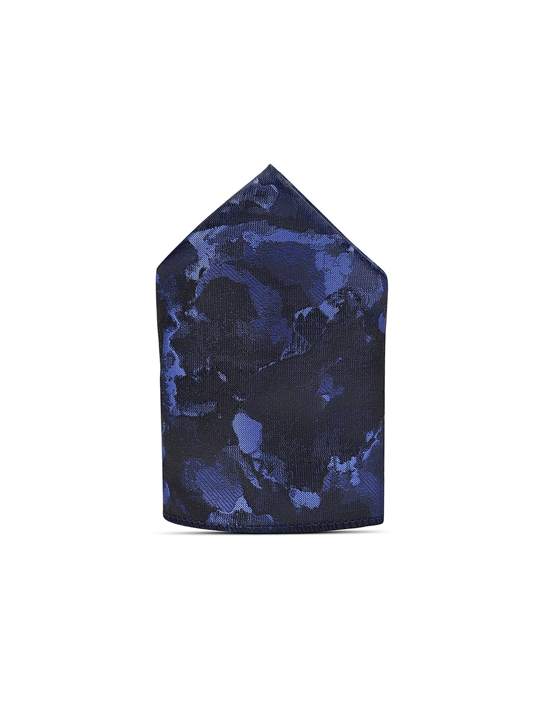 Dark Blue Luxury Polyster Micro Fabric Necktie Set Pocket Square Chrome Tiepin
