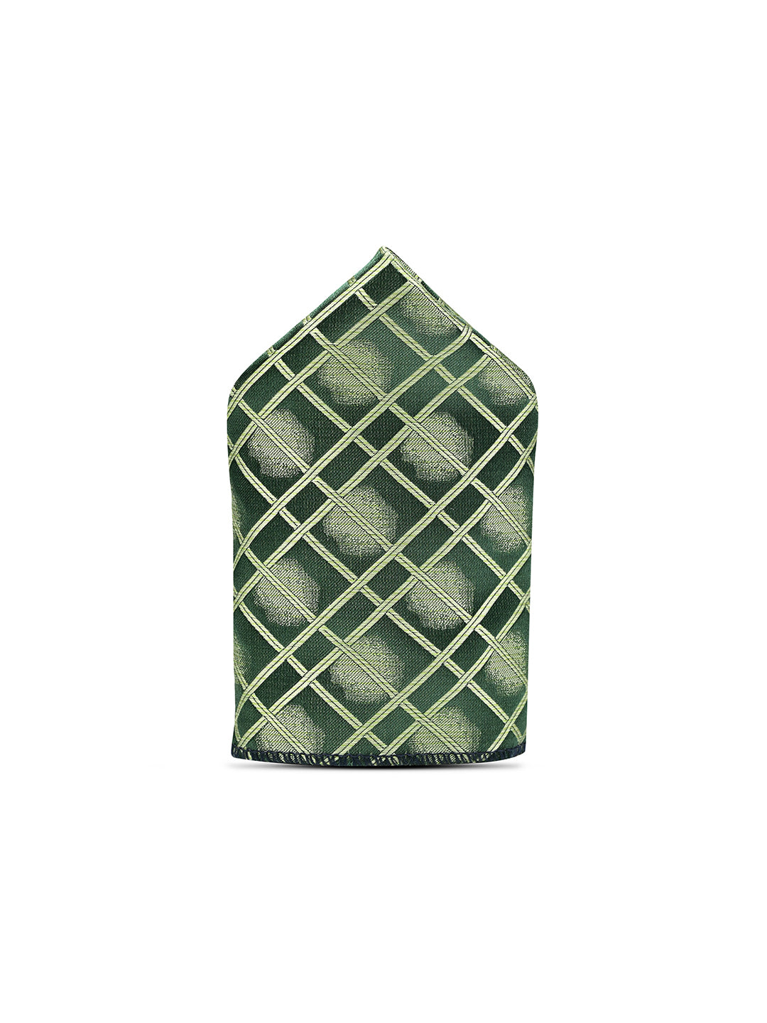 Sage Green Luxury Polyster Micro Fabric Necktie Set Pocket Square Chrome Tiepin