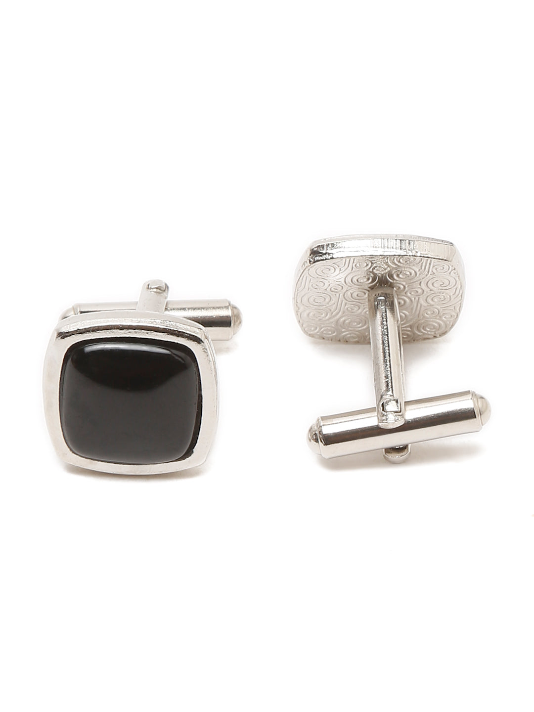Dark Grey Italian Silk Necktie Set Pocket Square Chrome Tiepin cufflinks and Brooch