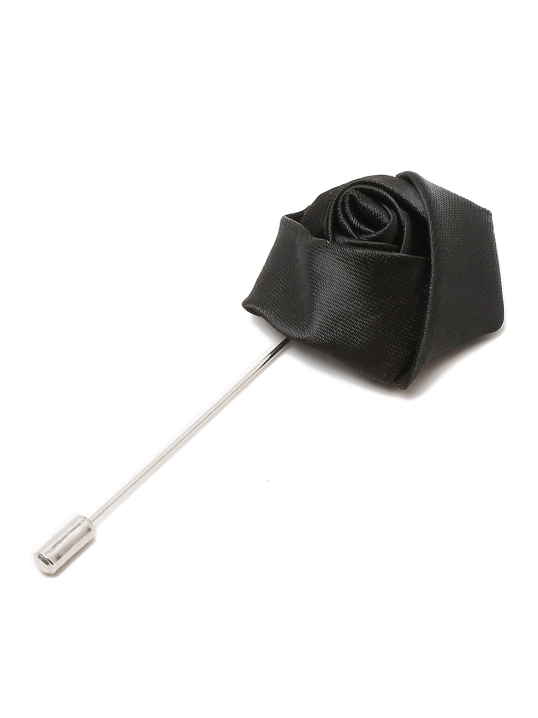 Dark Grey Italian Silk Necktie Set Pocket Square Chrome Tiepin cufflinks and Brooch