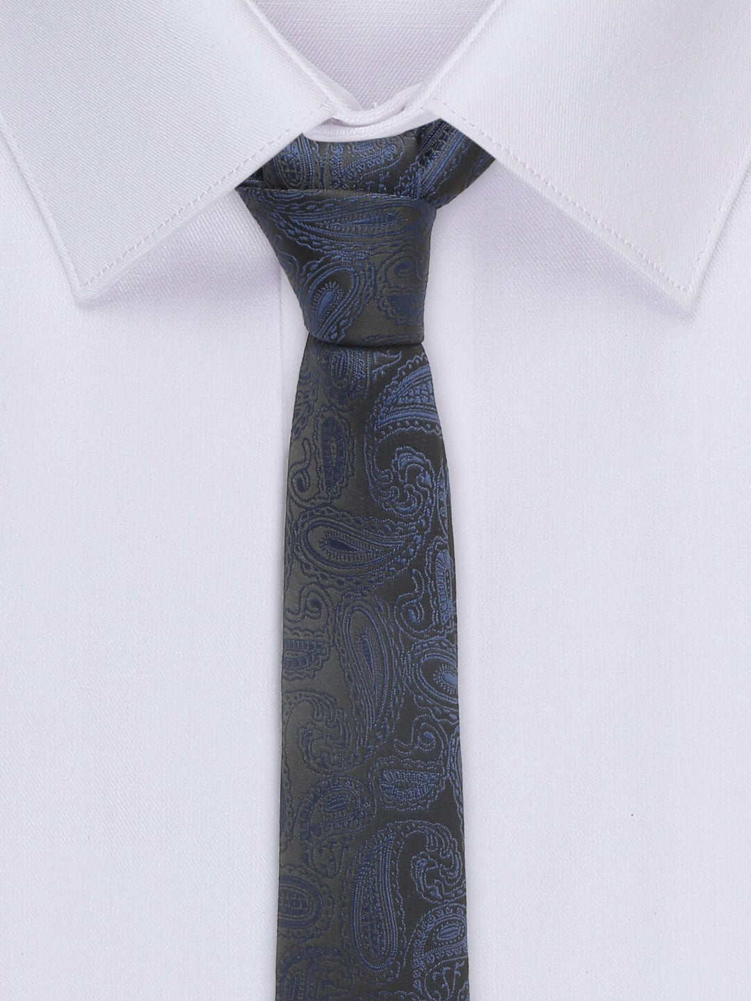 Space Blue Italian Silk Necktie Set Pocket Square Golden Tiepin