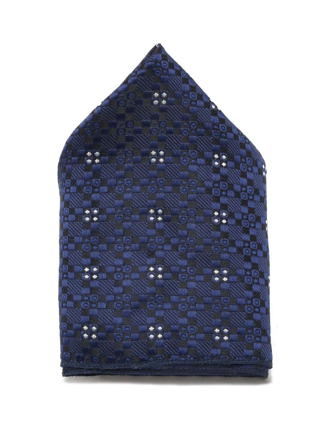 Denim Blue Italian Silk Necktie Set Pocket Square Golden Tiepin