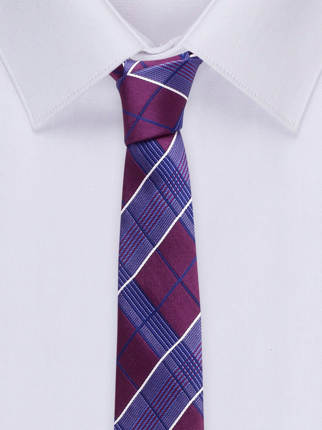Checkered Blue Italian Silk Necktie Set Pocket Square Golden Tiepin
