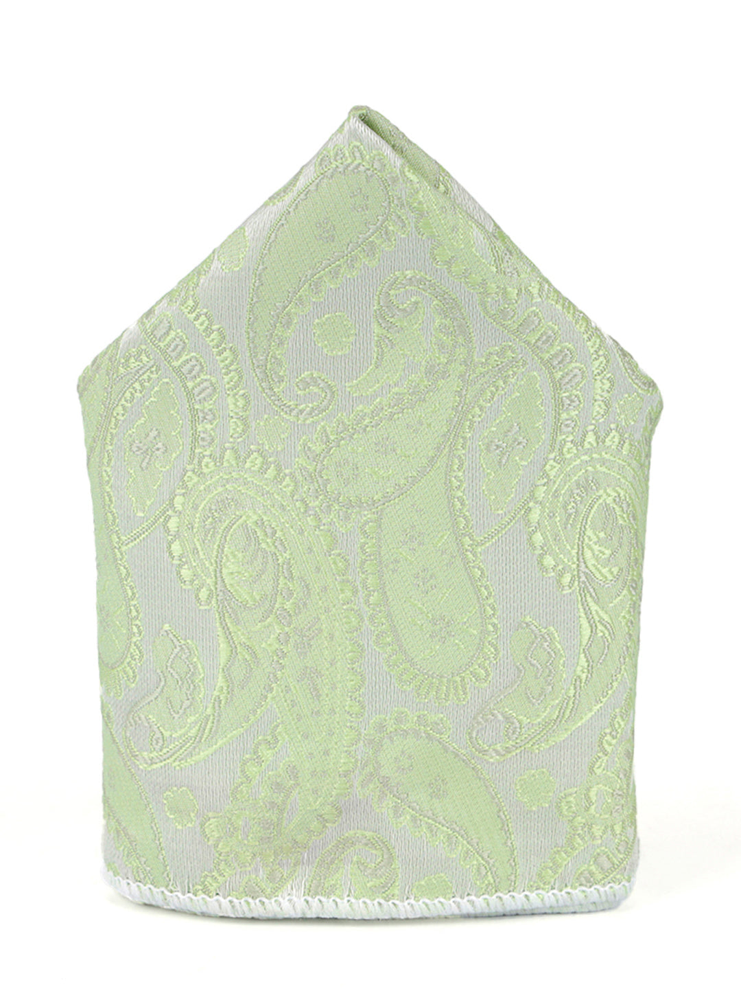 Mint Green Luxury Italian Silk Necktie Set Pocket Square Golden Tiepin