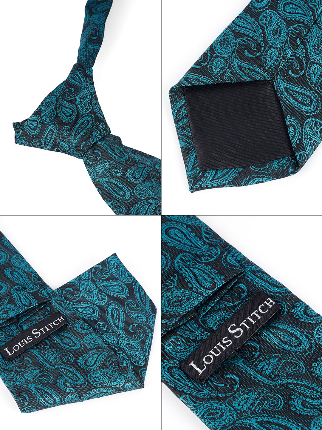 Pine Green Luxury Italian Silk Necktie Set Pocket Square Golden Tiepin