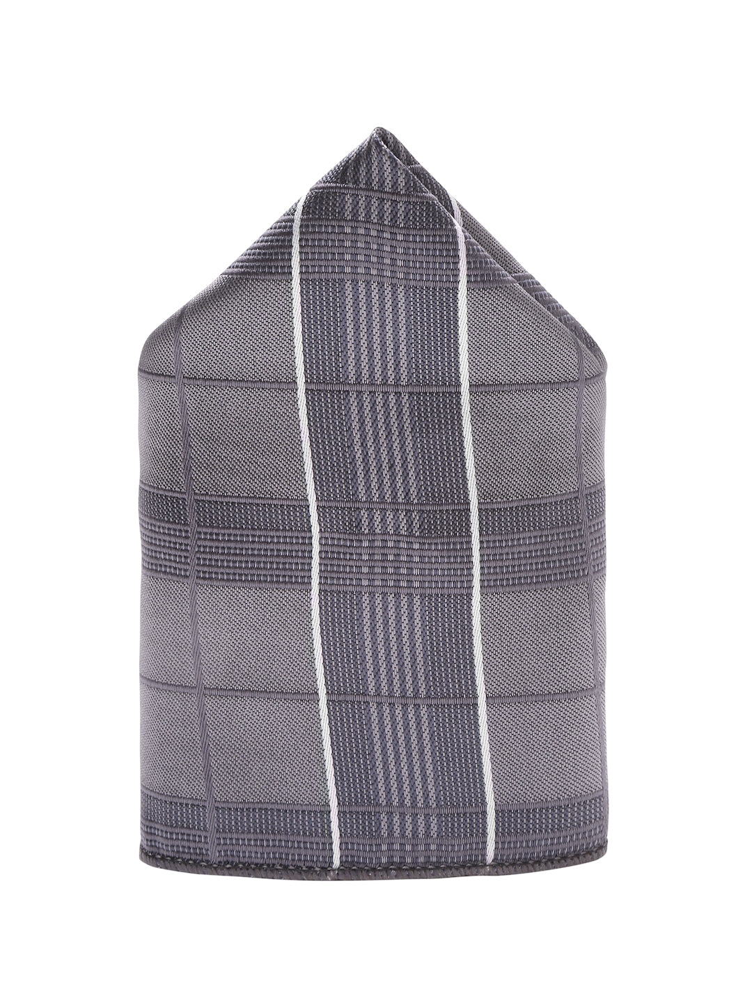 Checkered Grey Italian Silk Necktie Set Pocket Square Golden Tiepin