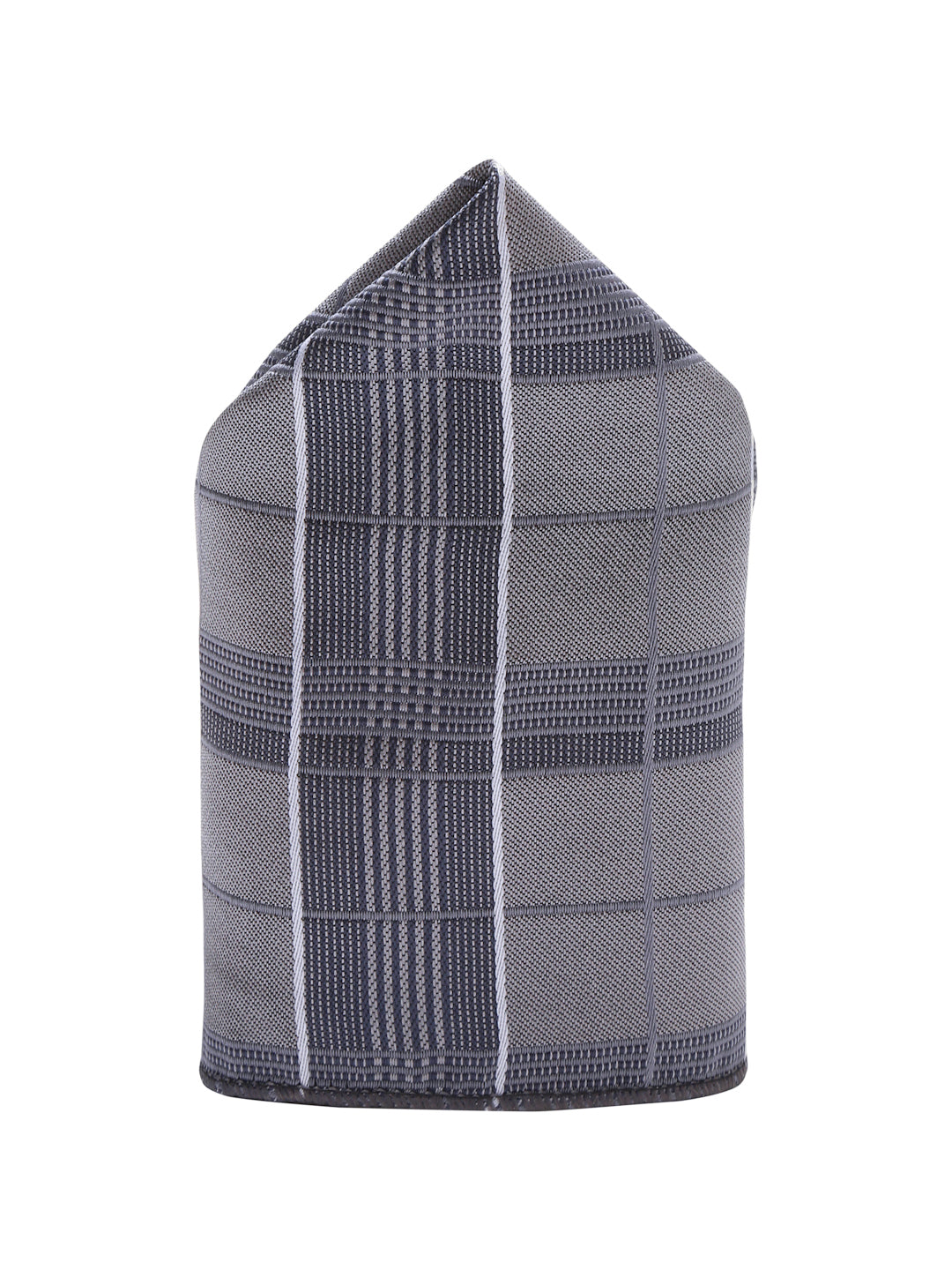 Checkered Grey Italian Silk Necktie Set Pocket Square Golden Tiepin