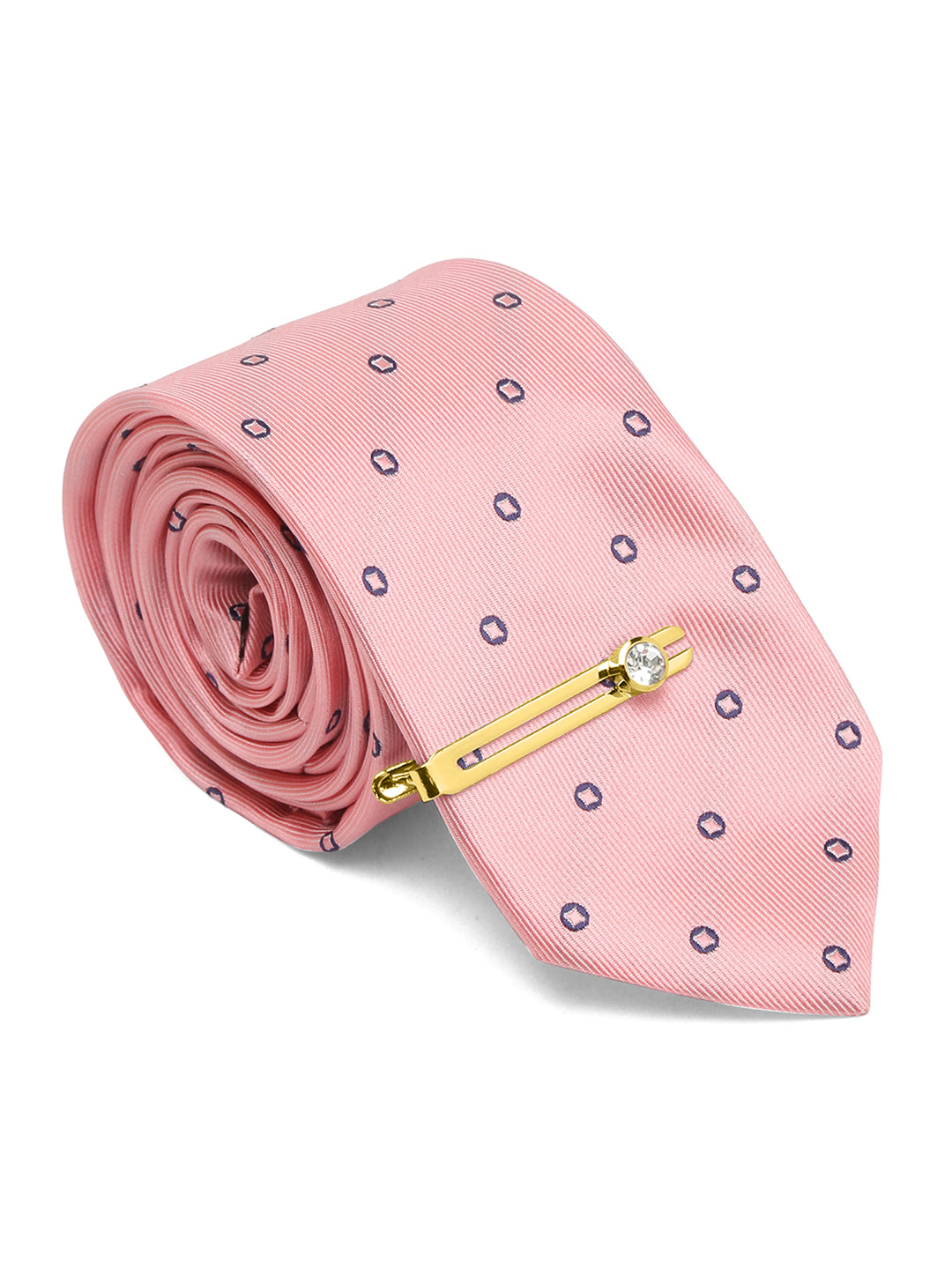 Apricot Peach Italian Silk Necktie Set Pocket Square Golden Tiepin