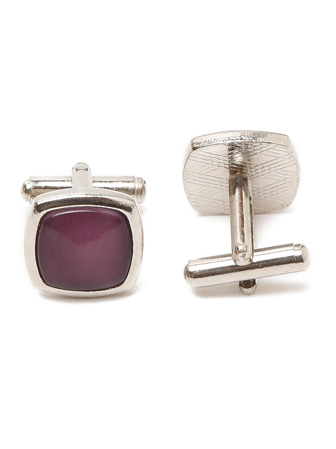 Checkered Pink Italian Silk Necktie Set Pocket Square Chrome Tiepin cufflinks and Brooch