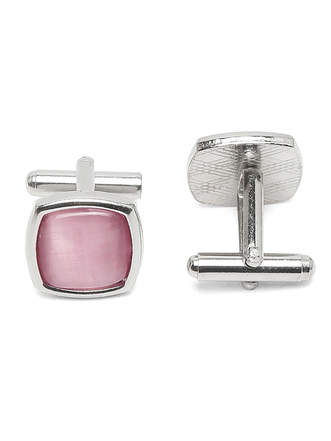 Pastel Pink Luxury Italian Silk Necktie Set Pocket Square Chrome Tiepin Cufflinks and Brooch