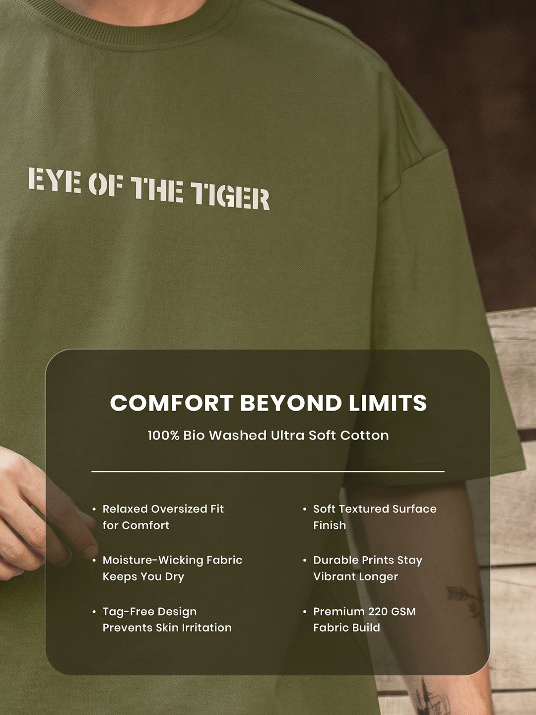Rock Ballad Inspired Military Green Graphic Printed Oversized T-shirt