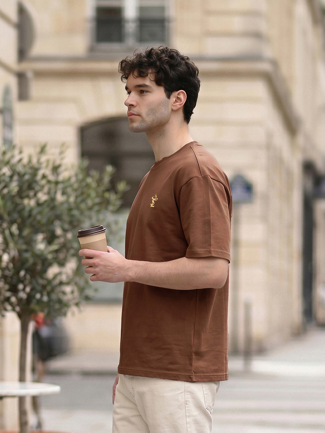 Well Brewed Mocha Printed Oversized T-shirt