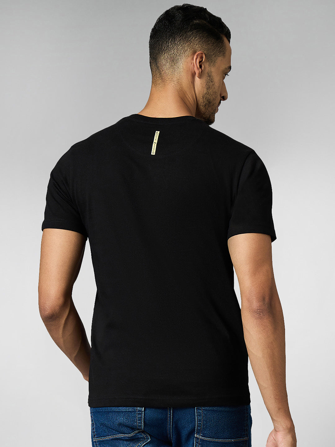 Men's Super Combed Cotton Black Regular Fit Half Sleeve Round Neck T-Shirt
