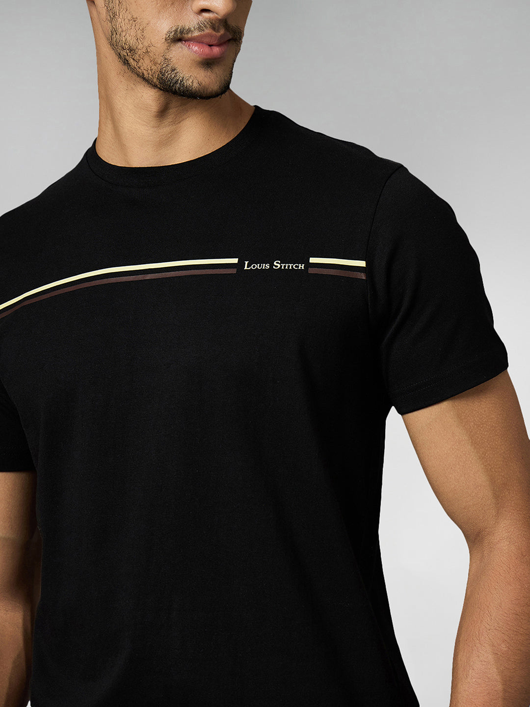 Men's Super Combed Cotton Black Regular Fit Half Sleeve Round Neck T-Shirt