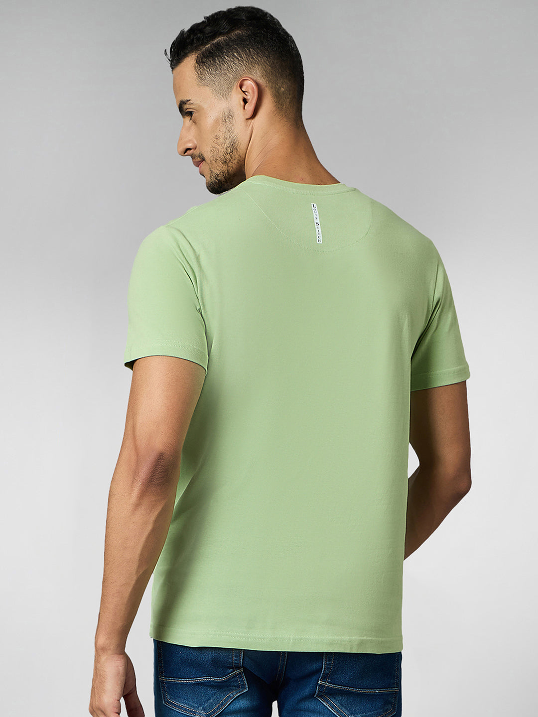 Men's Super Combed Cotton Pastel Green Regular Fit Half Sleeve Round Neck T-Shirt
