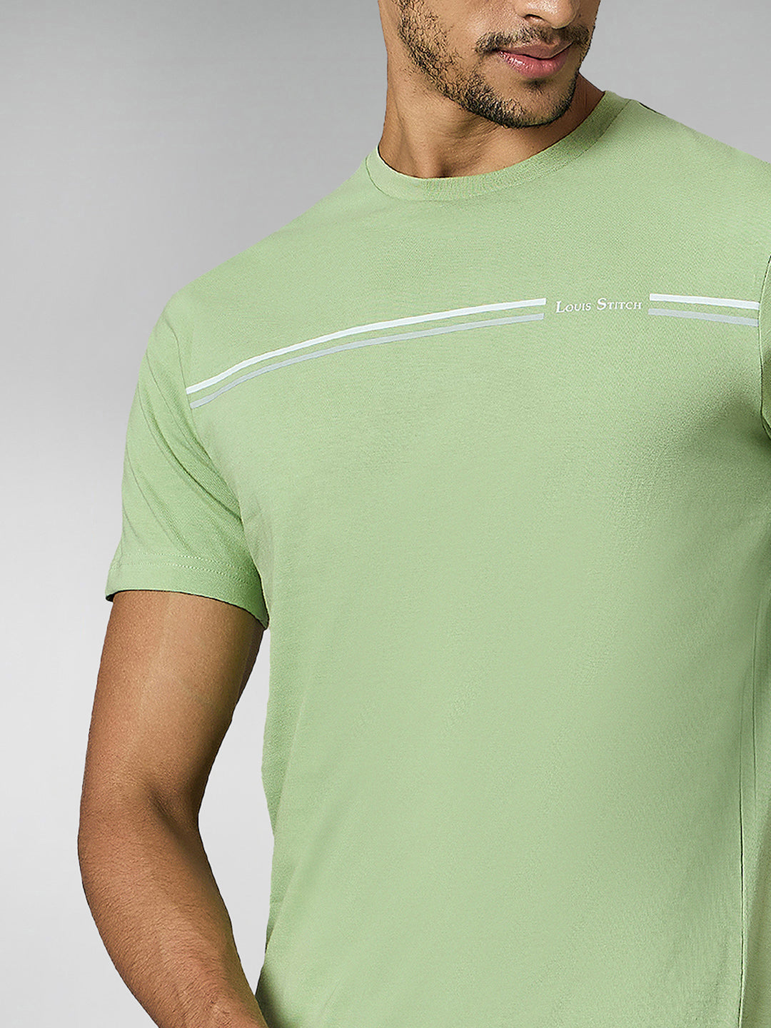 Men's Super Combed Cotton Pastel Green Regular Fit Half Sleeve Round Neck T-Shirt