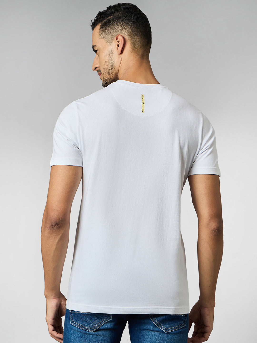 Men's Super Combed Cotton White Regular Fit Half Sleeve Round Neck T-Shirt