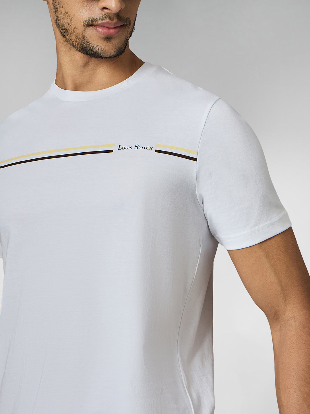 Men's Super Combed Cotton White Regular Fit Half Sleeve Round Neck T-Shirt