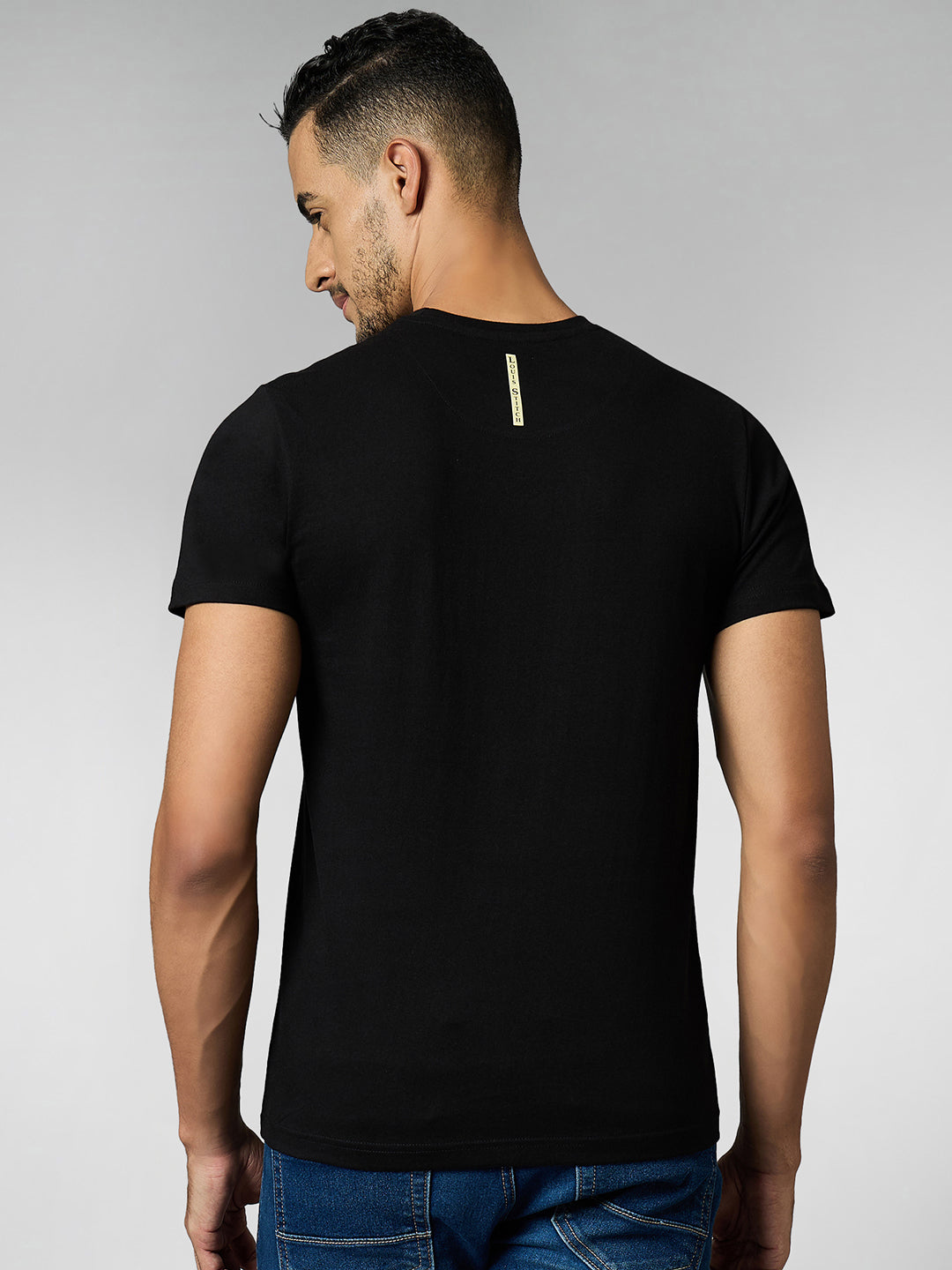 Men's Super Combed Cotton Black Regular Fit Half Sleeve Round Neck T-Shirt