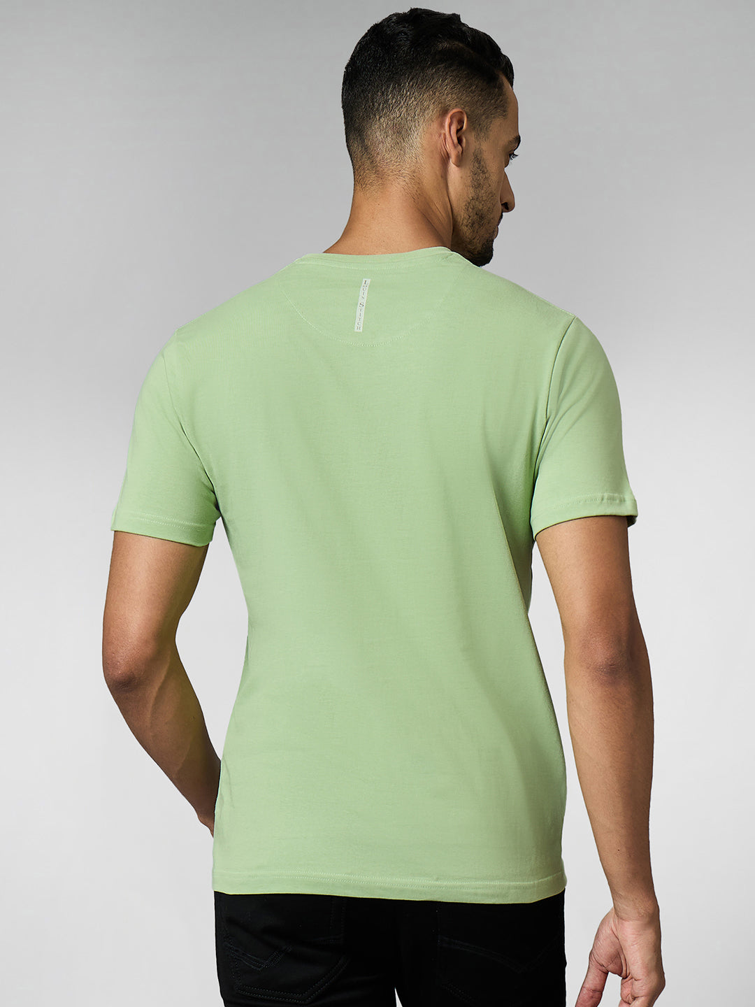Men's Super Combed Cotton Pastel Green Regular Fit Half Sleeve Round Neck T-Shirt