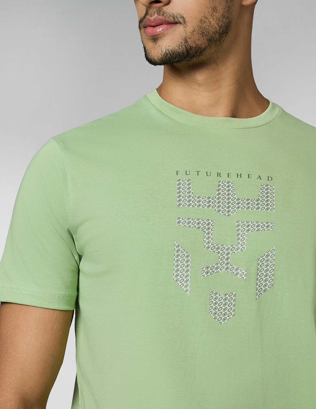 Men's Super Combed Cotton Pastel Green Regular Fit Half Sleeve Round Neck T-Shirt