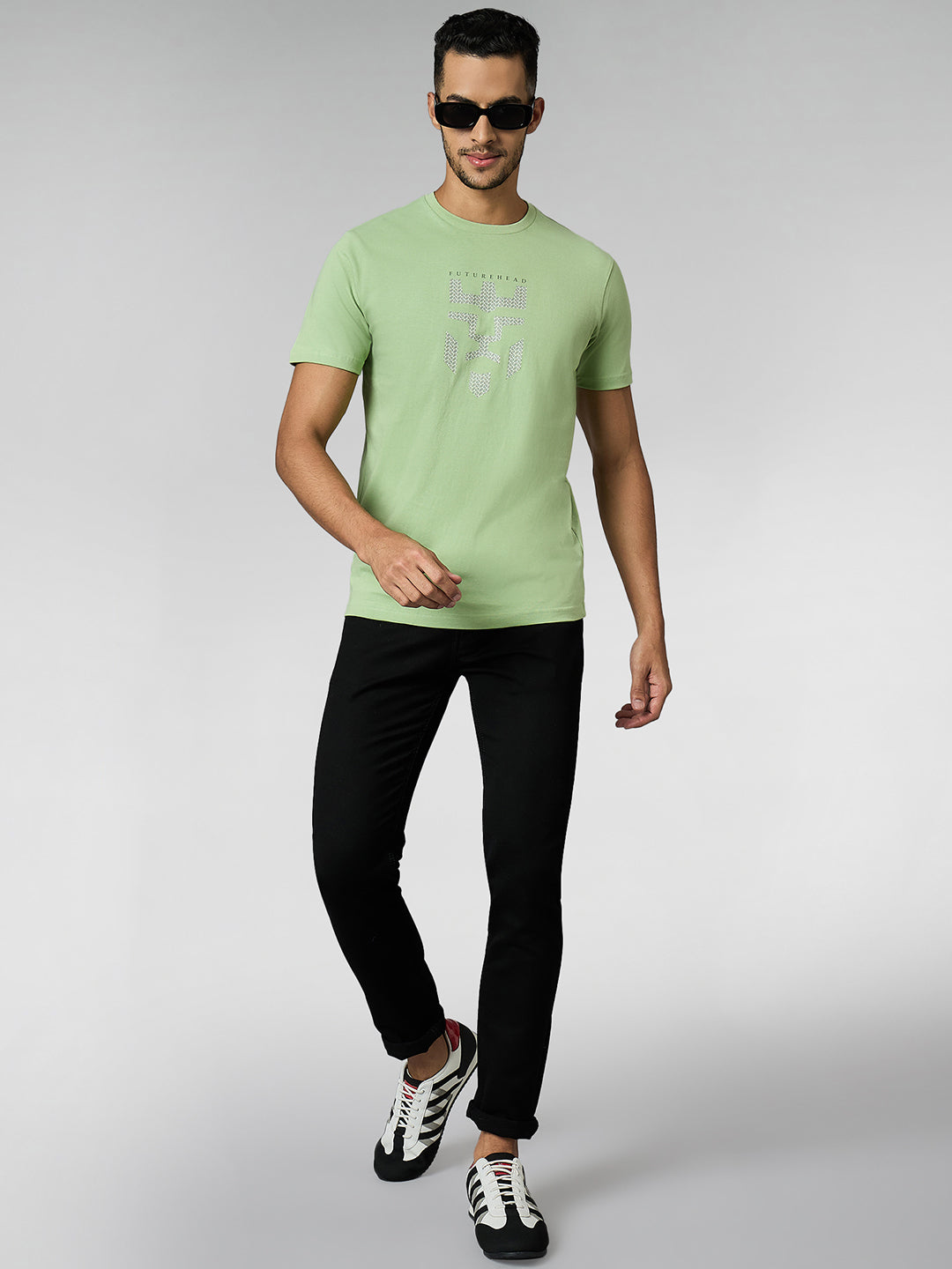 Men's Super Combed Cotton Pastel Green Regular Fit Half Sleeve Round Neck T-Shirt