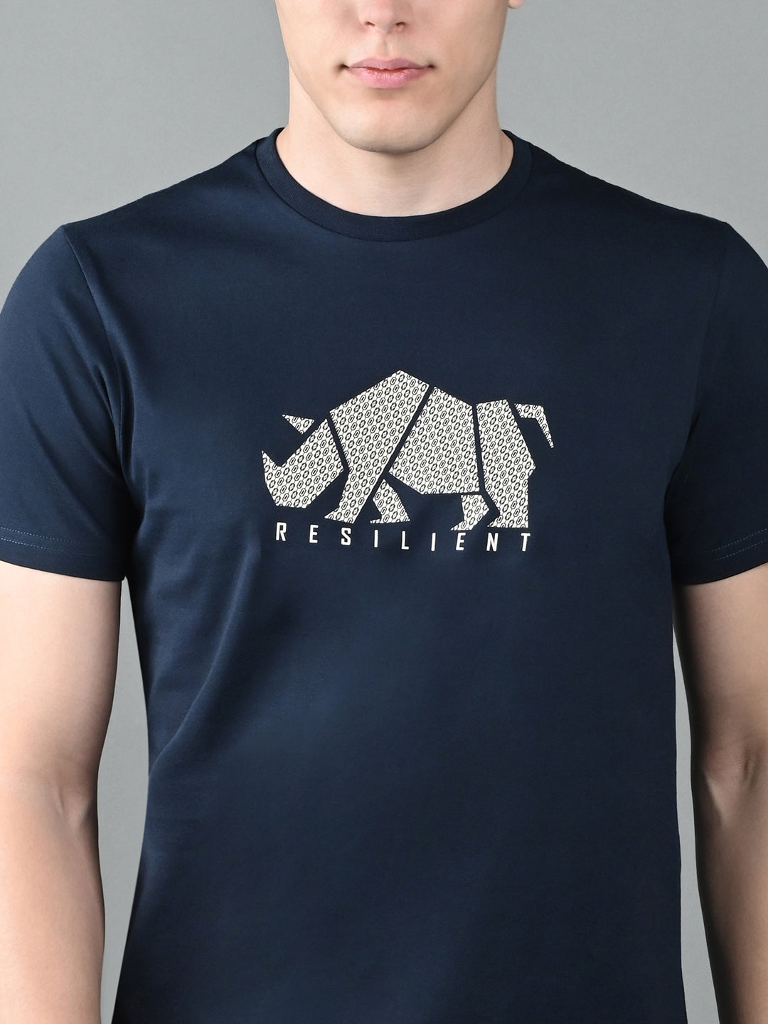 Men's Super Combed Cotton Navy Blue Regular Fit Half Sleeve Round Neck T-Shirt