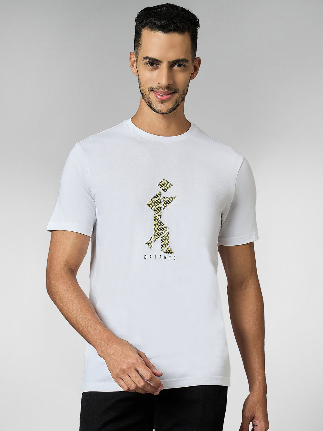 Men's Super Combed Cotton White Regular Fit Half Sleeve Round Neck T-Shirt
