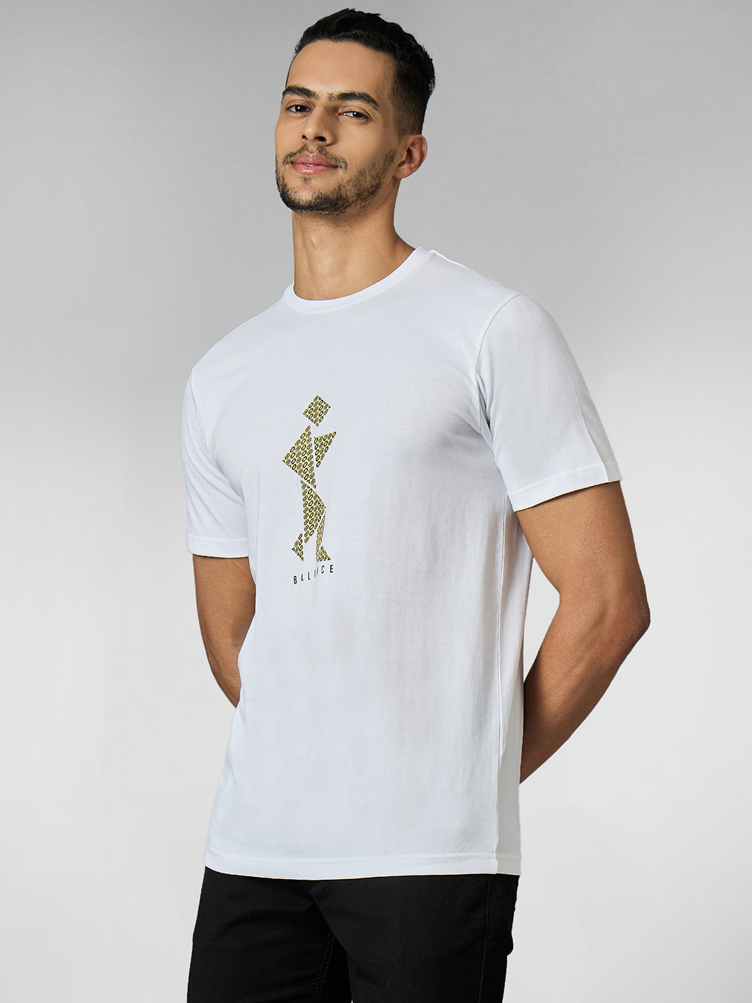 Men's Super Combed Cotton White Regular Fit Half Sleeve Round Neck T-Shirt