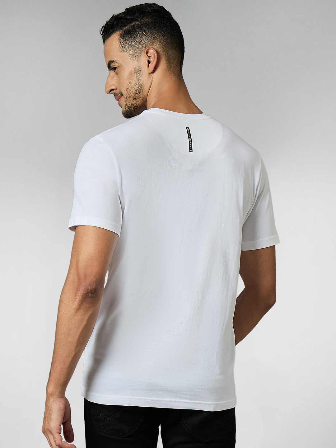 Men's Super Combed Cotton White Regular Fit Half Sleeve Round Neck T-Shirt