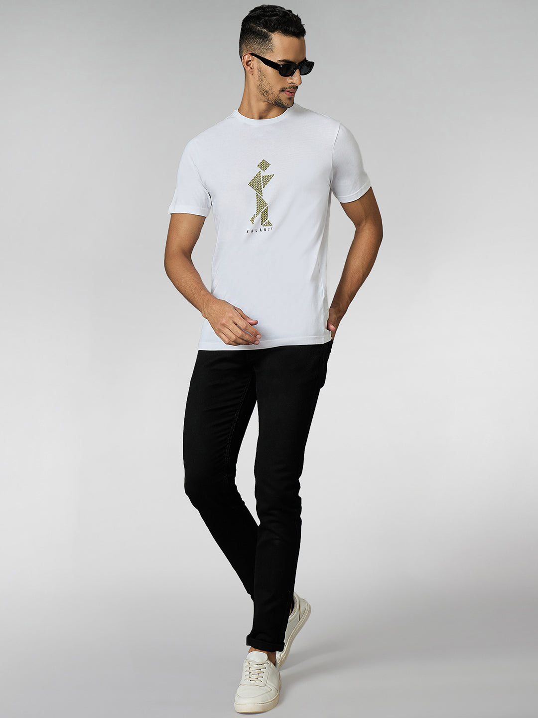 Men's Super Combed Cotton White Regular Fit Half Sleeve Round Neck T-Shirt