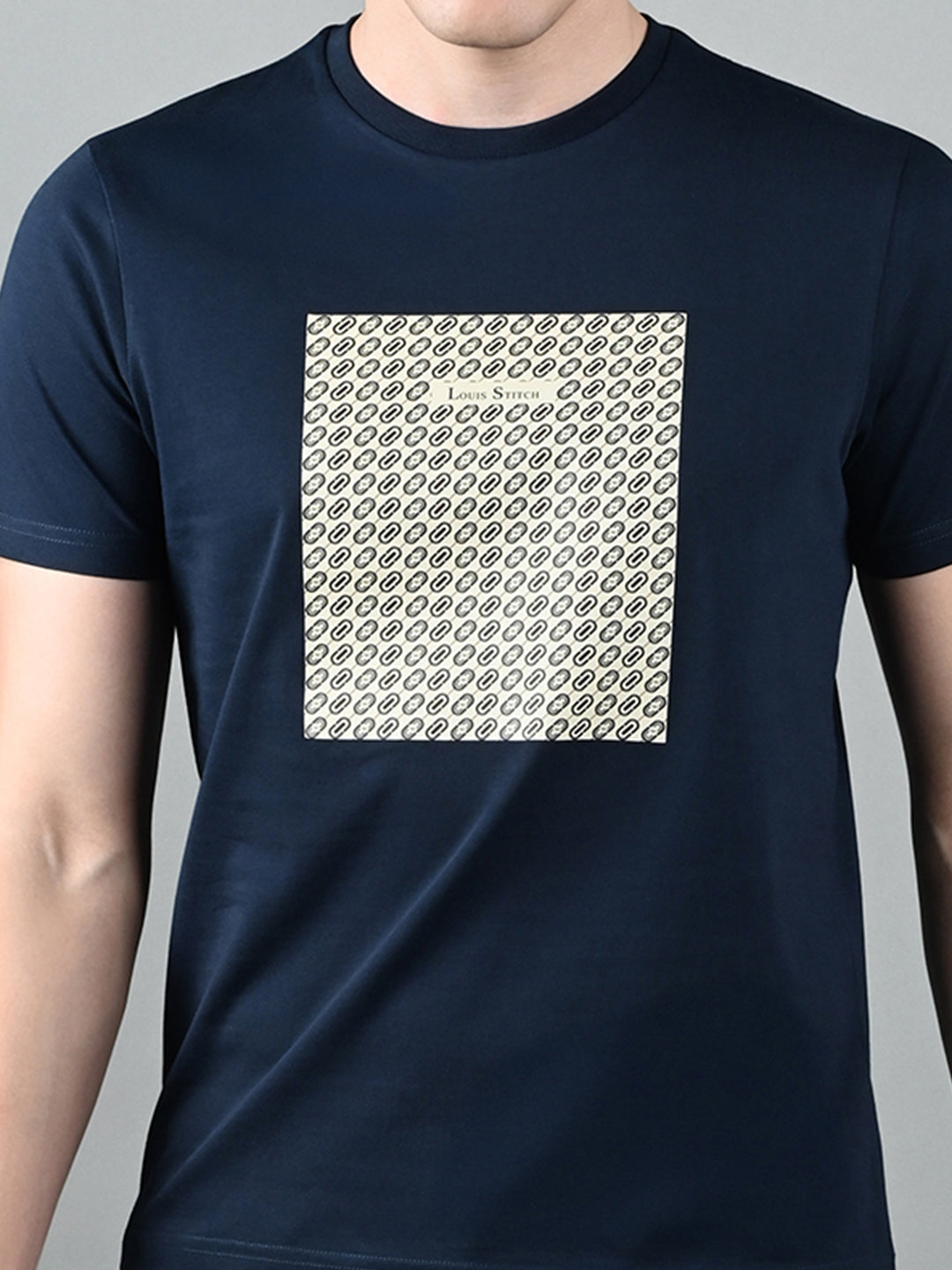 Men's Super Combed Cotton Navy Blue Regular Fit Half Sleeve Round Neck T-Shirt