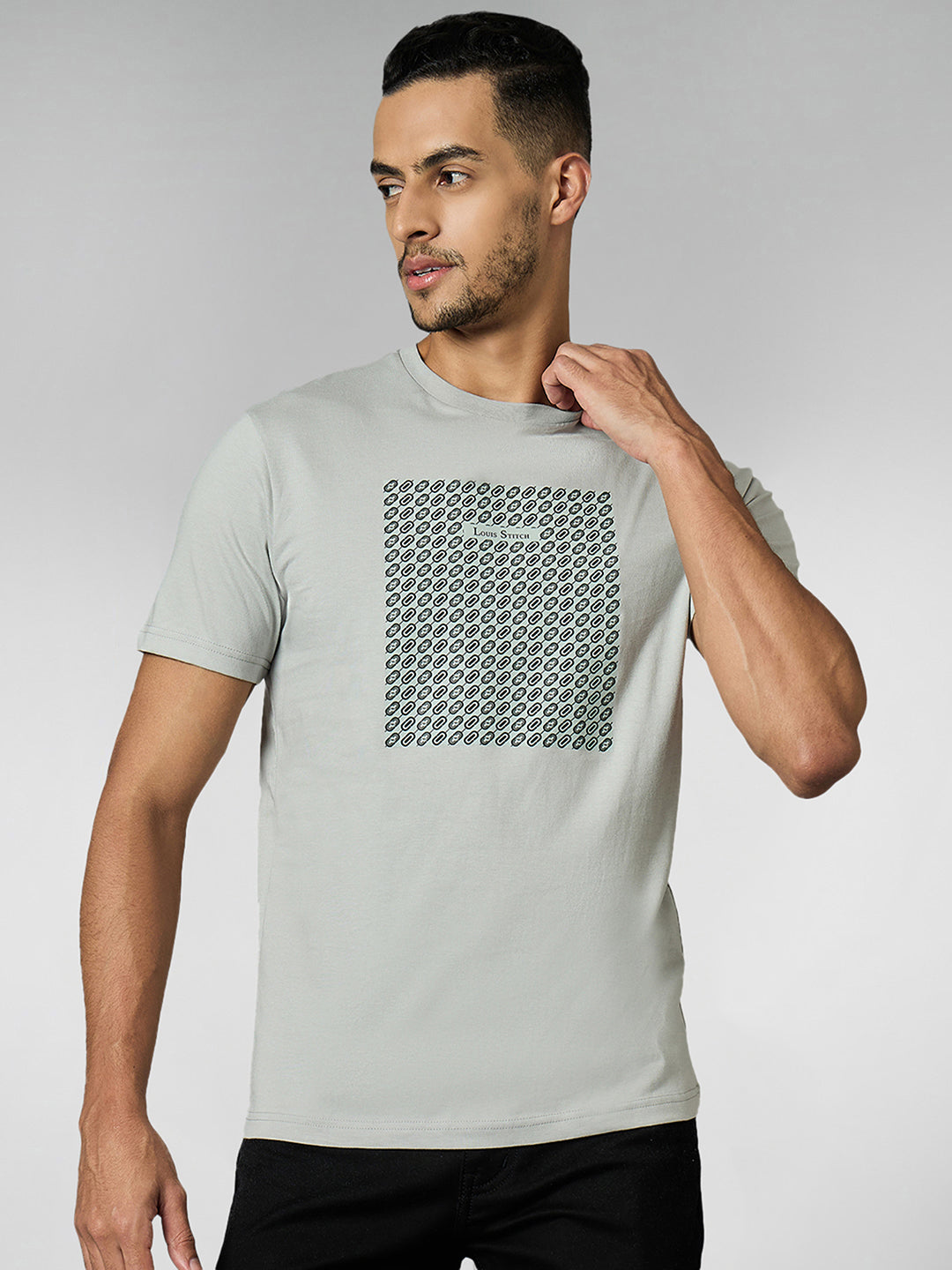 Men's Super Combed Cotton Grey Regular Fit Half Sleeve Round Neck T-Shirt