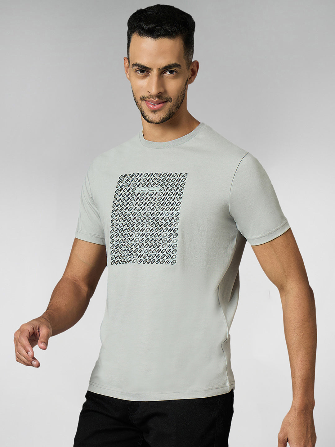 Men's Super Combed Cotton Grey Regular Fit Half Sleeve Round Neck T-Shirt