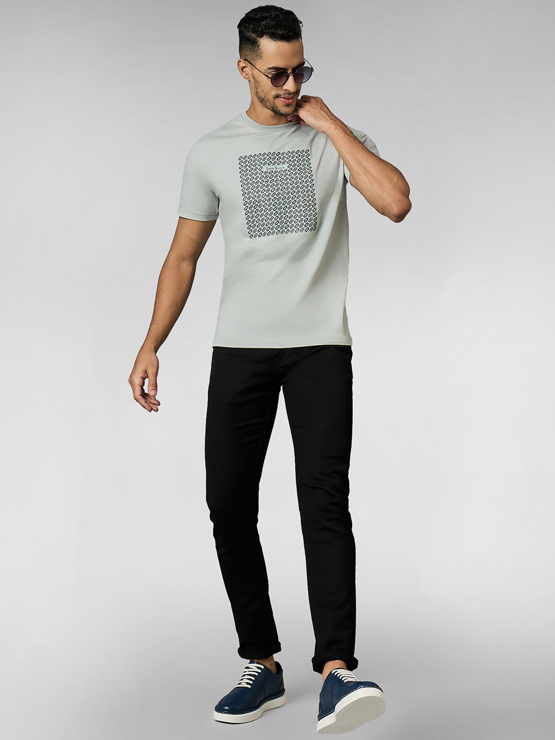 Men's Super Combed Cotton Grey Regular Fit Half Sleeve Round Neck T-Shirt