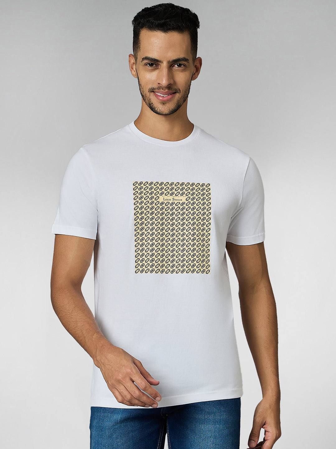 Men's Super Combed Cotton White Regular Fit Half Sleeve Round Neck T-Shirt